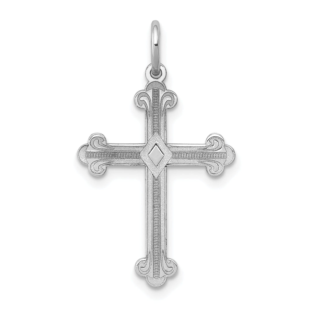 14k White Gold Laser Designed Cross Pendant