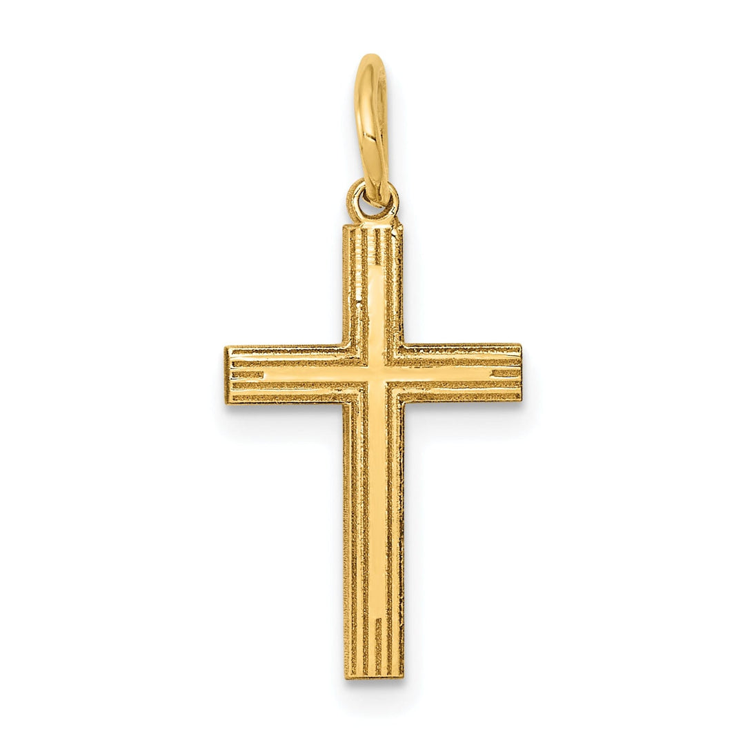 14k Yellow Gold Laser Designed Cross Pendant