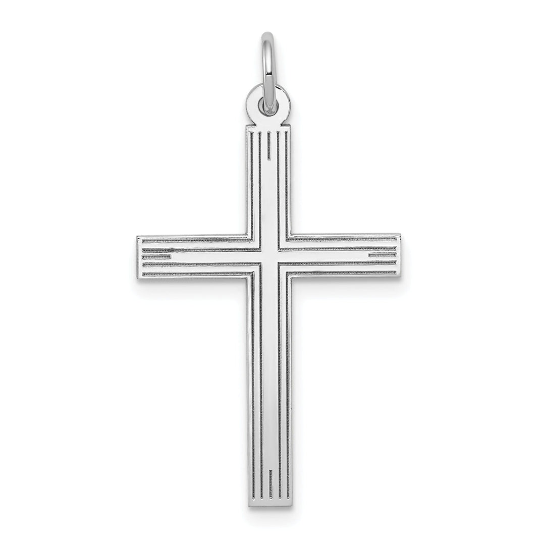 14k White Gold Laser Designed Cross Pendant