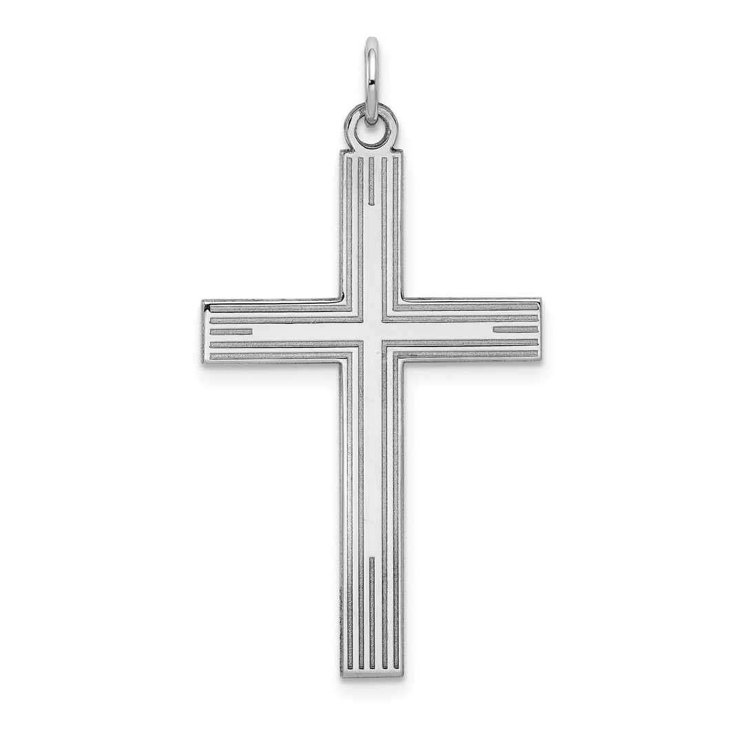 14k White Gold Laser Designed Cross Pendant