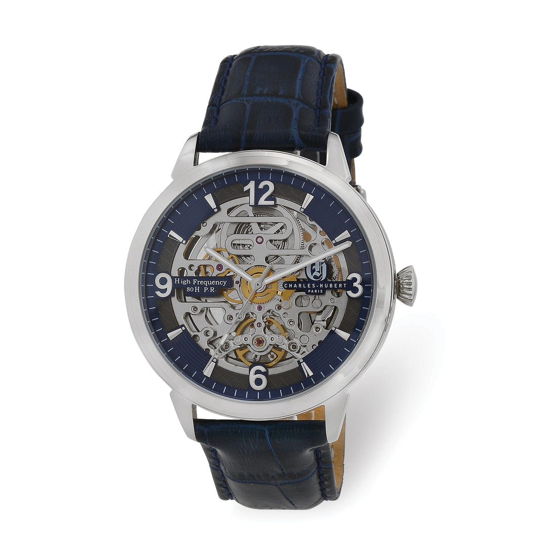 Men’s Charles Hubert Stainless Blue Skeleton Dial Automatic Watch