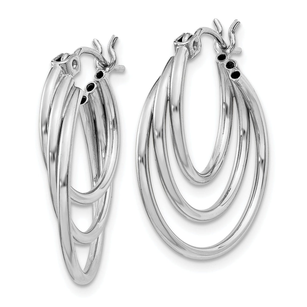 14k White Gold Polished Triple Hoop Design Earrings