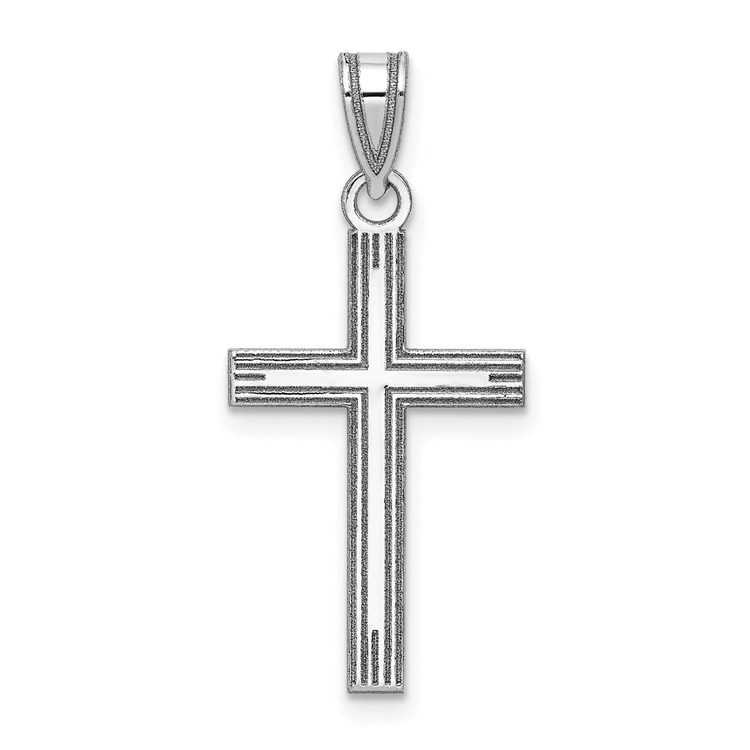 14k White Gold Solid Cross Pendant