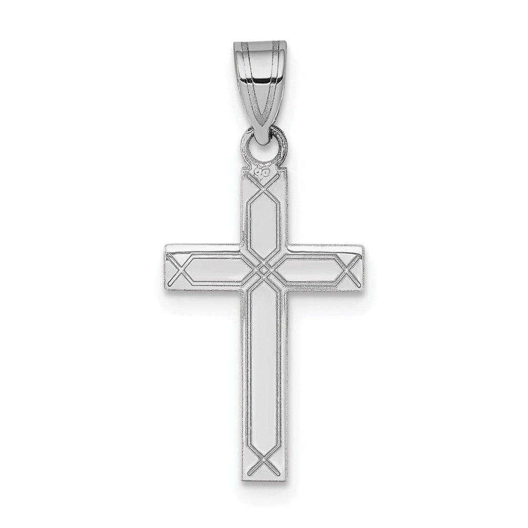 14k White Gold Solid Cross Pendant