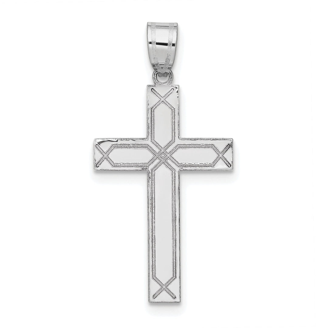 14k White Gold Solid Cross Pendant