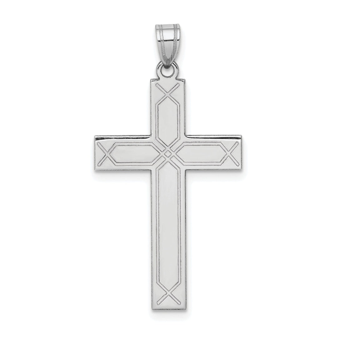 14k White Gold Solid Cross Pendant