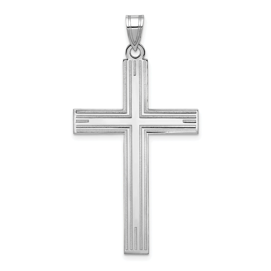 14k White Gold Solid Cross Pendant