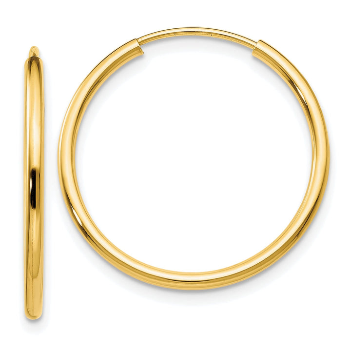 14k Yellow Gold Polished Endless Hoops 1.5mm x 22.5mm
