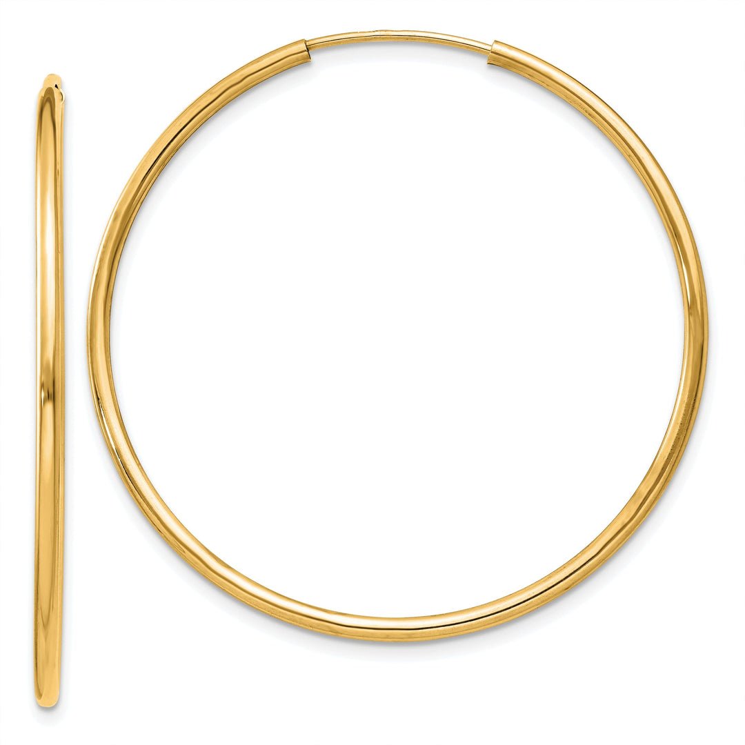 14k Yellow Gold Polished Endless Hoops 1.5mm x 38mm