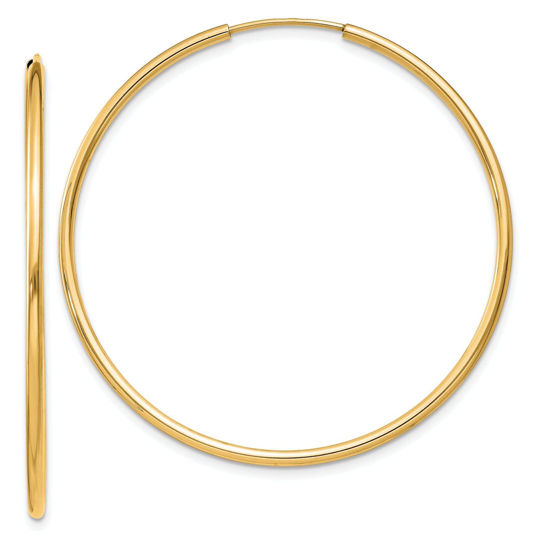 14k Yellow Gold Polished Endless Hoops 1.5mm x 40.5mm