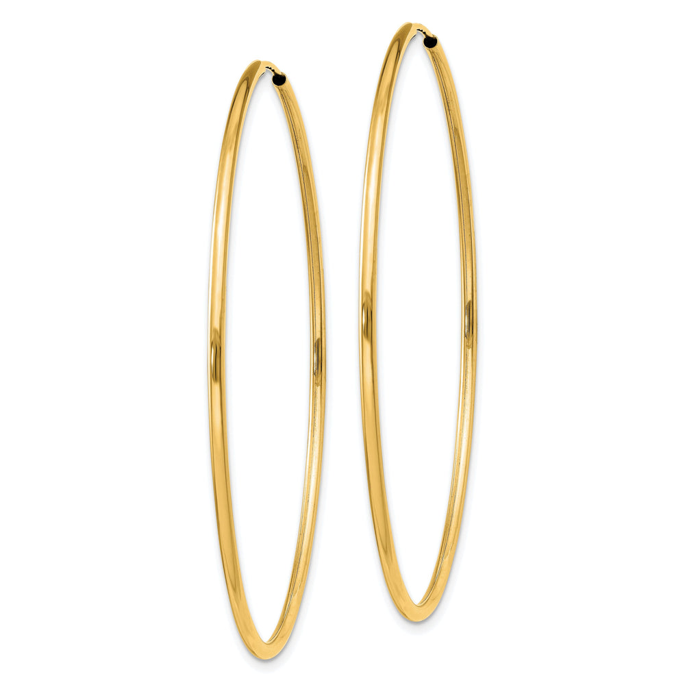 14k Yellow Gold Polished Endless Hoops 1.5mm x 51mm