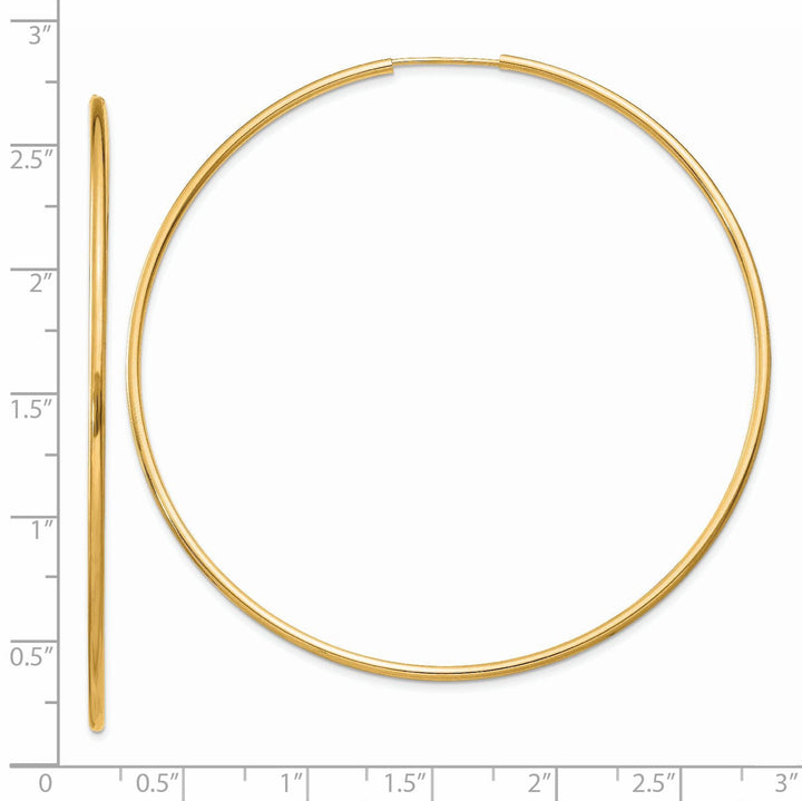 14k Yellow Gold Polished Endless Hoops 1.5mm x 64mm