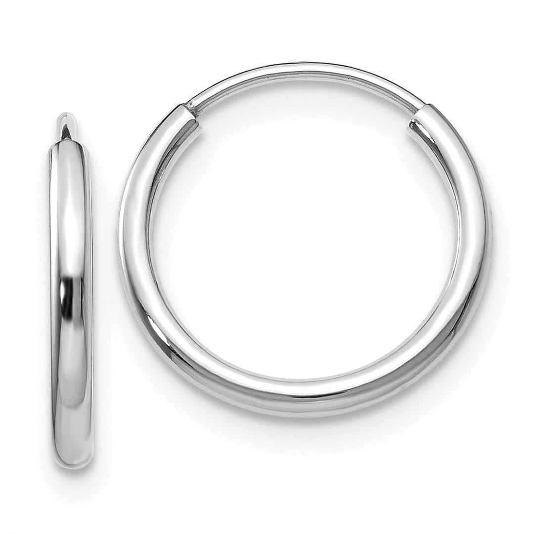 14k White Gold Polished Endless Hoop Earring 1.5mm x 15mm