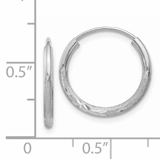 14k White Gold 1.5MM D.C Endless Hoop Earrings 1.5mm x 14mm