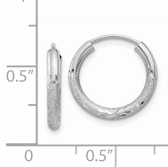 14k White Gold D.C Endless Hoop Earrings 2mm x 12 mm