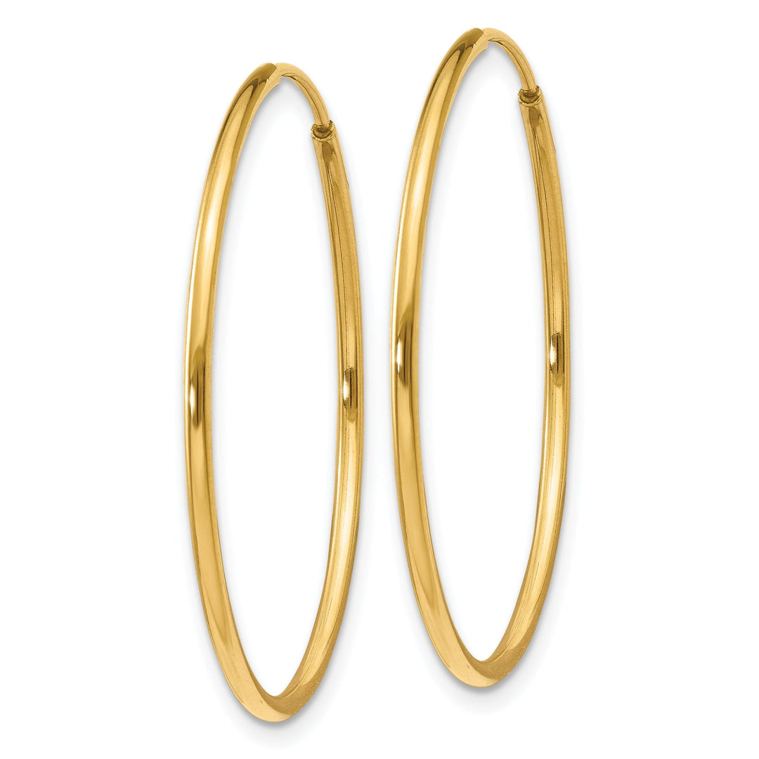 14k Yellow Gold Polished Endless Hoops 1.25mm x 30mm