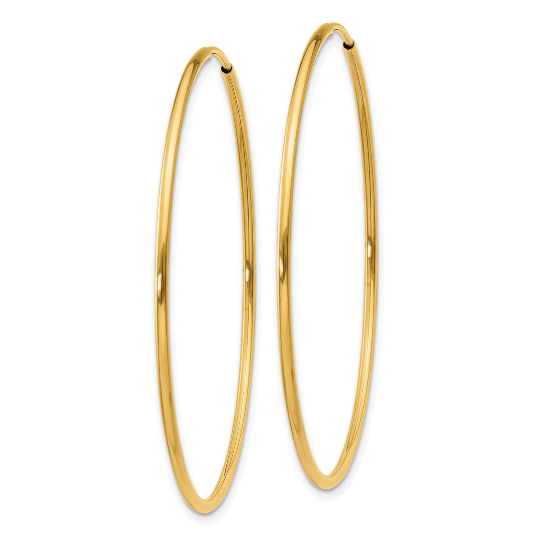 14k Yellow Gold Polished Endless Hoops 1.25mm x 40mm