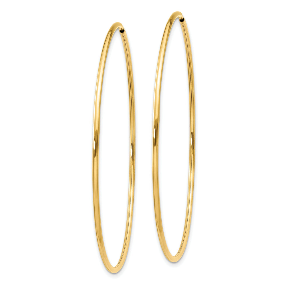 14k Yellow Gold Polished Endless Hoops 1.25mm x 54mm