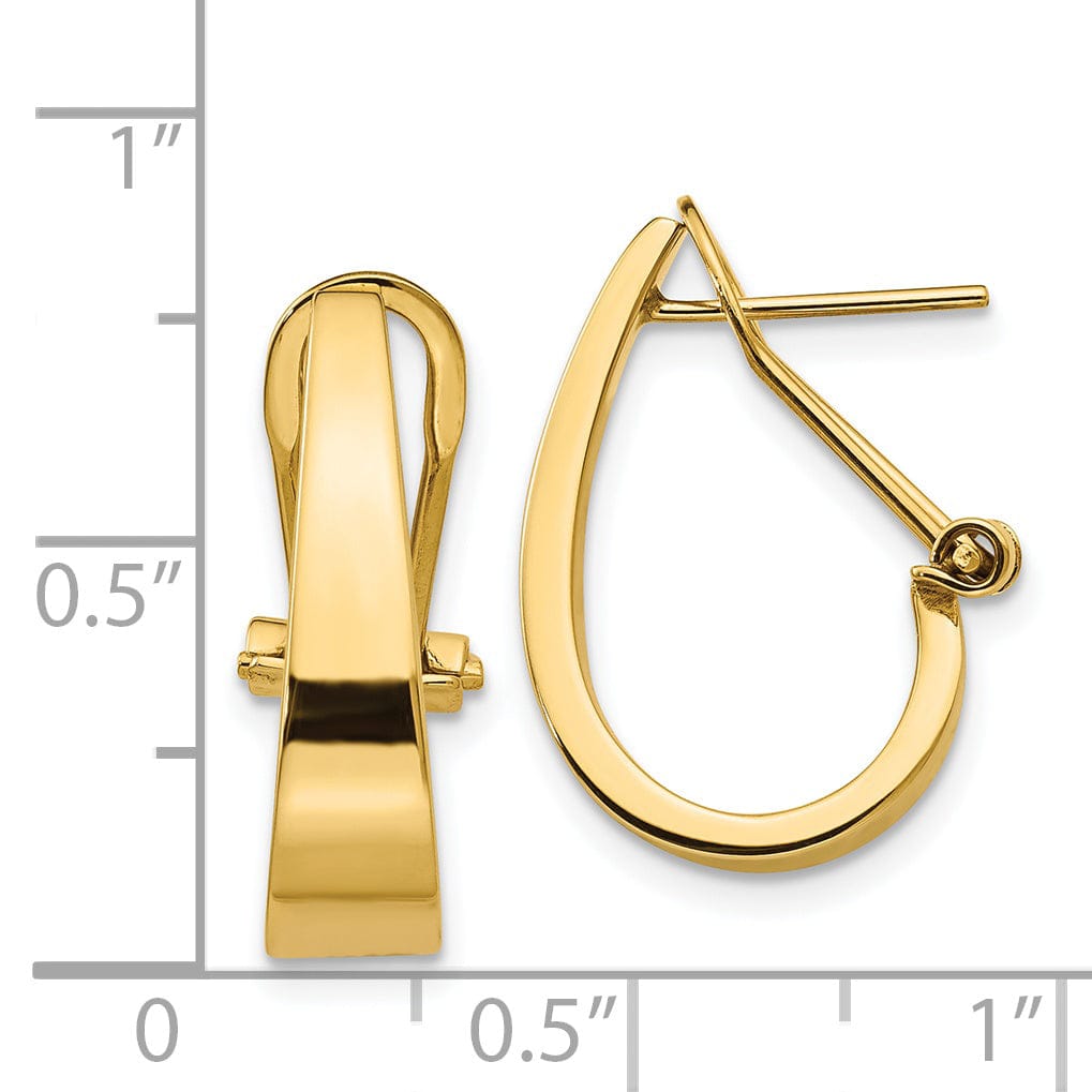 14k Yellow Gold J-Hoop Omega Back Post Earrings