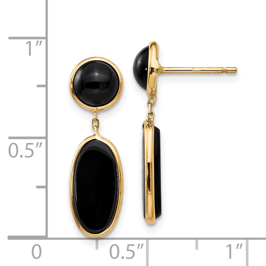 14k Yellow Gold Polished Oval Onyx Post Earrings