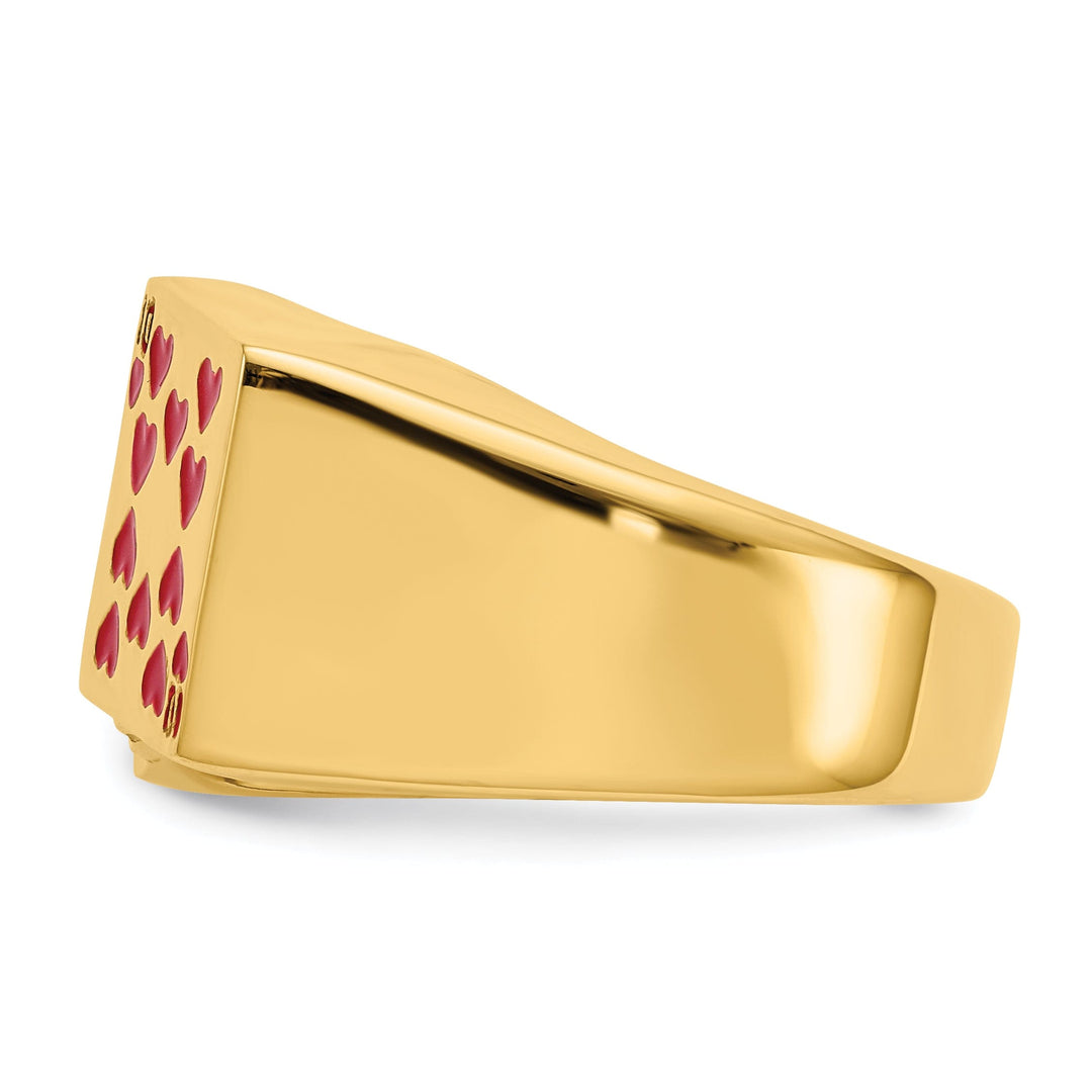 14k Yellow Gold Men's Enameled Royal Flush Ring