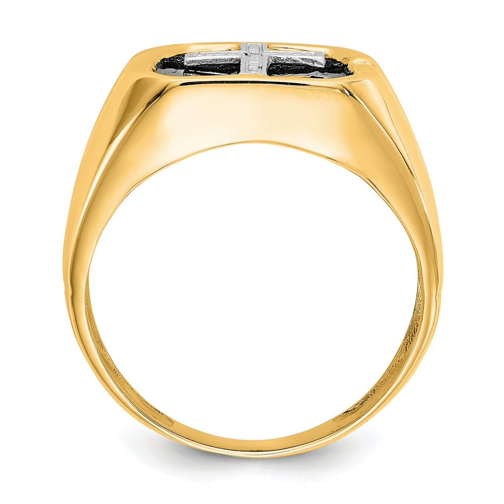 14k Yellow Gold Men's Diamond Cross Ring