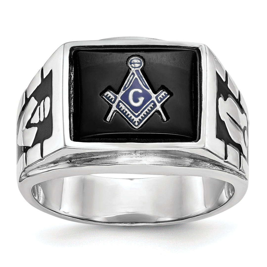 14k White Gold Men's Masonic Ring