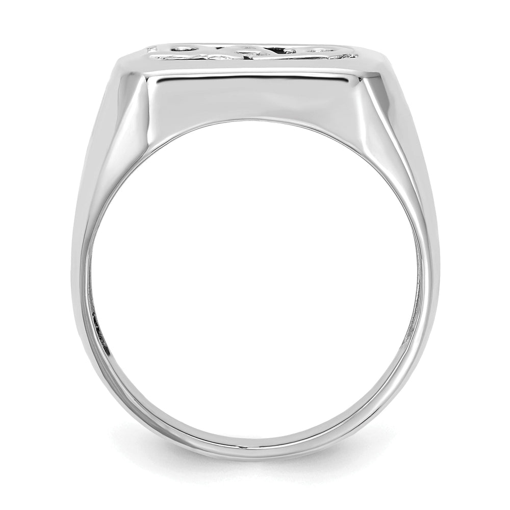 14k White Gold Men's Onyx Diamond Dad Ring