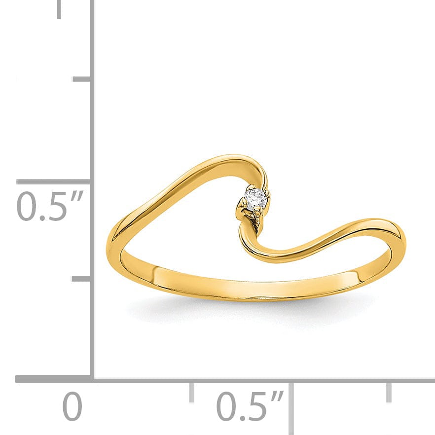 14k Yellow Gold Polished Diamond Ring