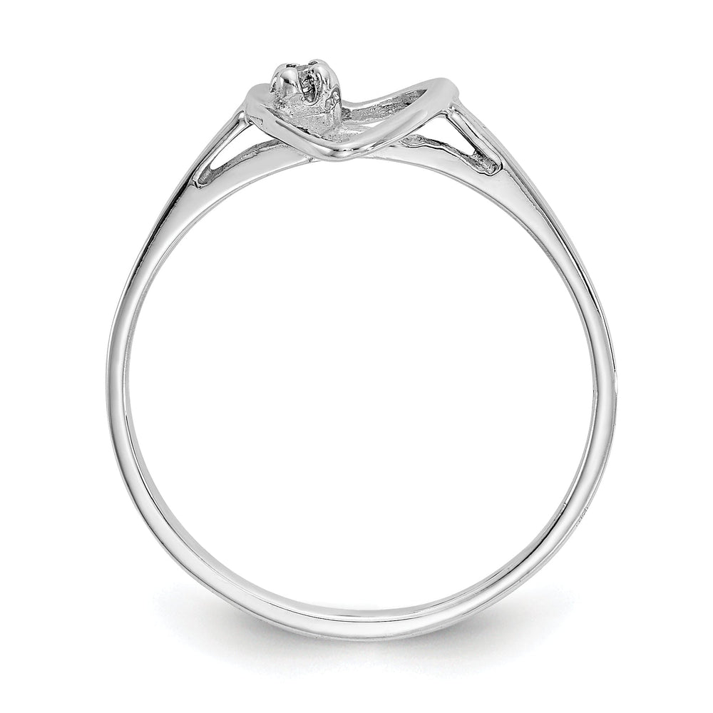 14k White Gold Polished Diamond Heart Ring