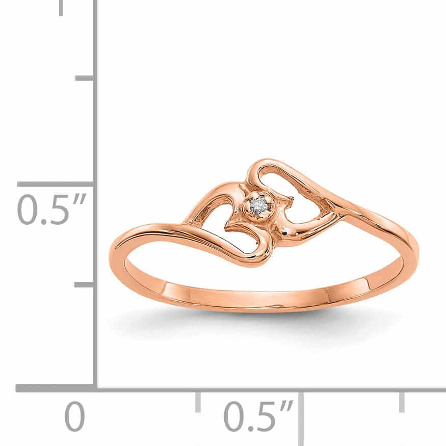 14k Rose Gold Polished Diamond Heart Ring