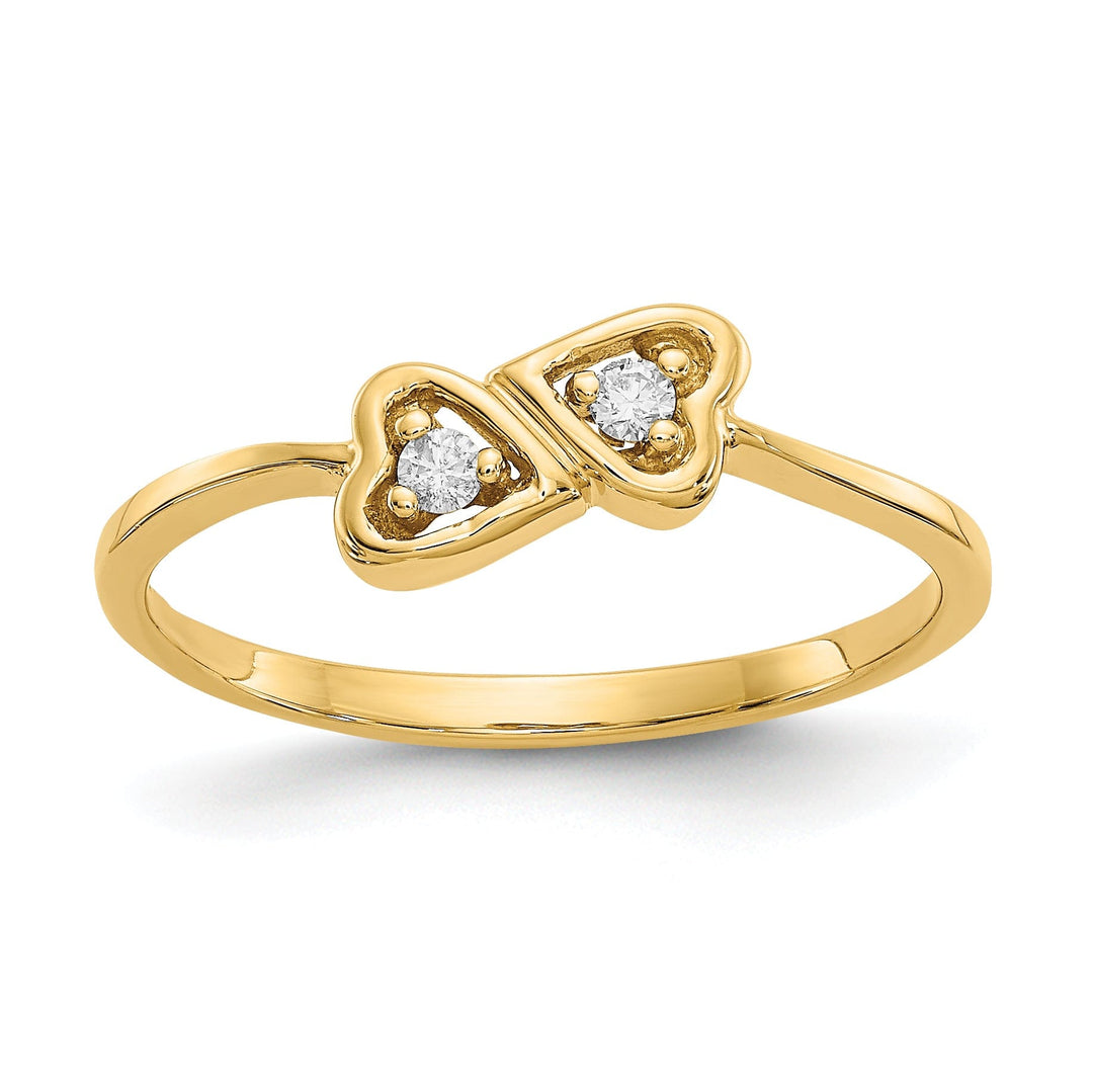 14k Yellow Gold Polished Diamond Heart Ring