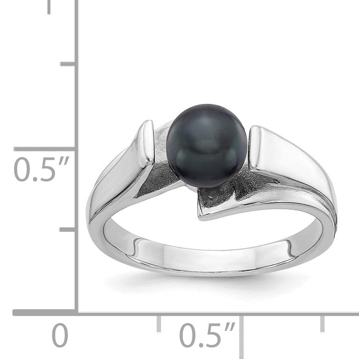 14kt White Gold Black 6 MM Pearl Ring