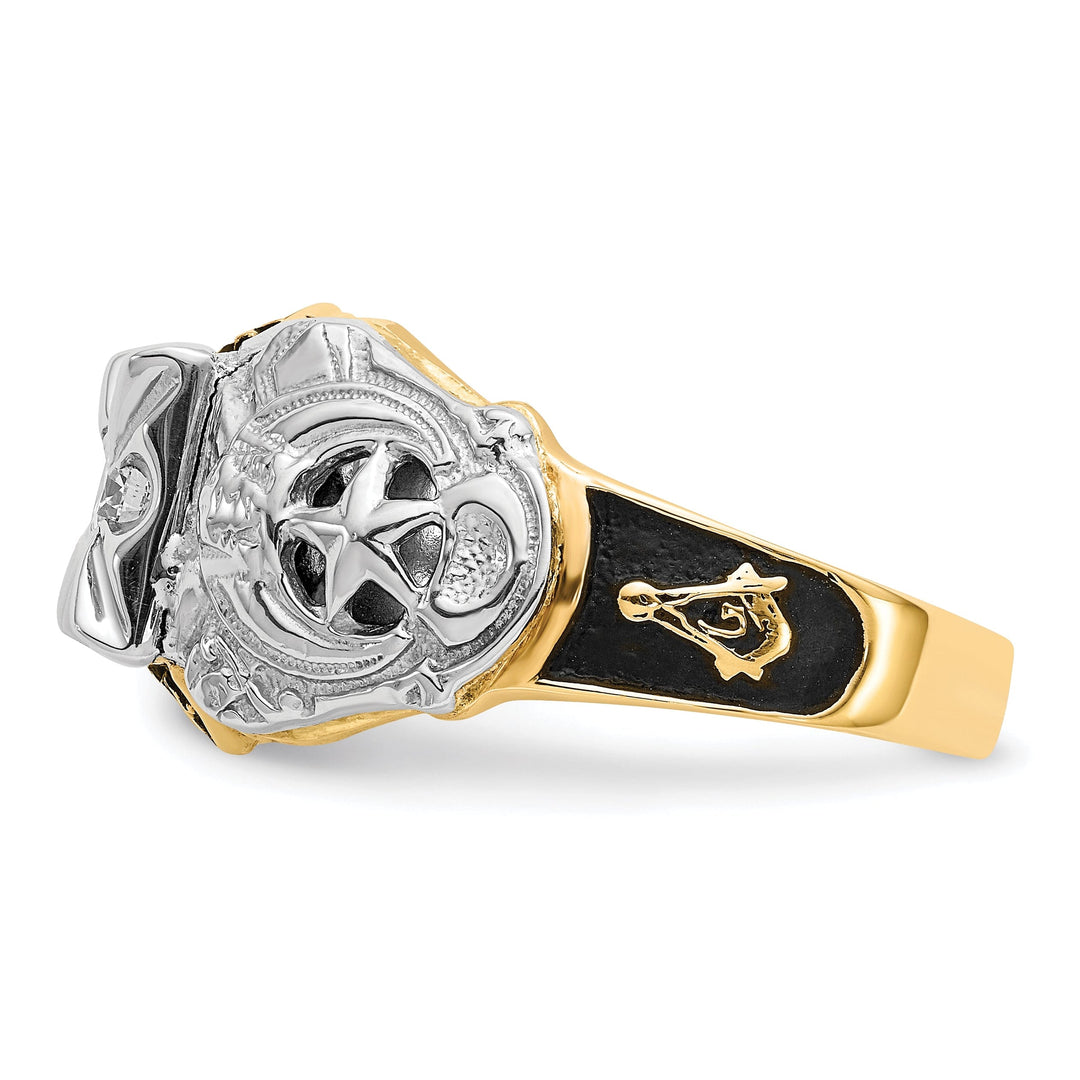 14k Two Tone Gold Diamond Men's Masonic Ring