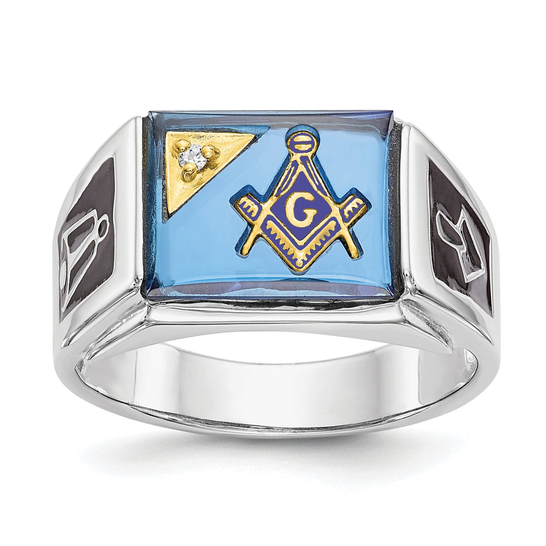 14k White Gold Men's Masonic Ring