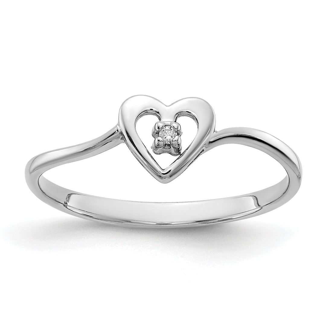 14k White Gold Polished Diamond Heart Ring
