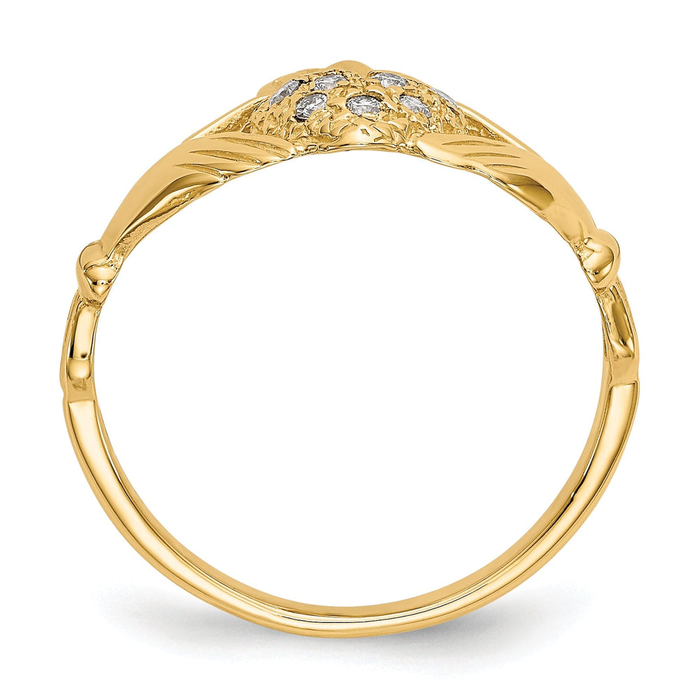 14kt diamond yellow gold ladies claddagh ring