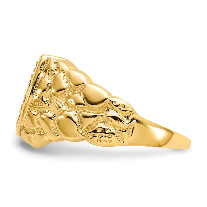 14k Yellow Gold Men's Diamond Horseshoe Ring