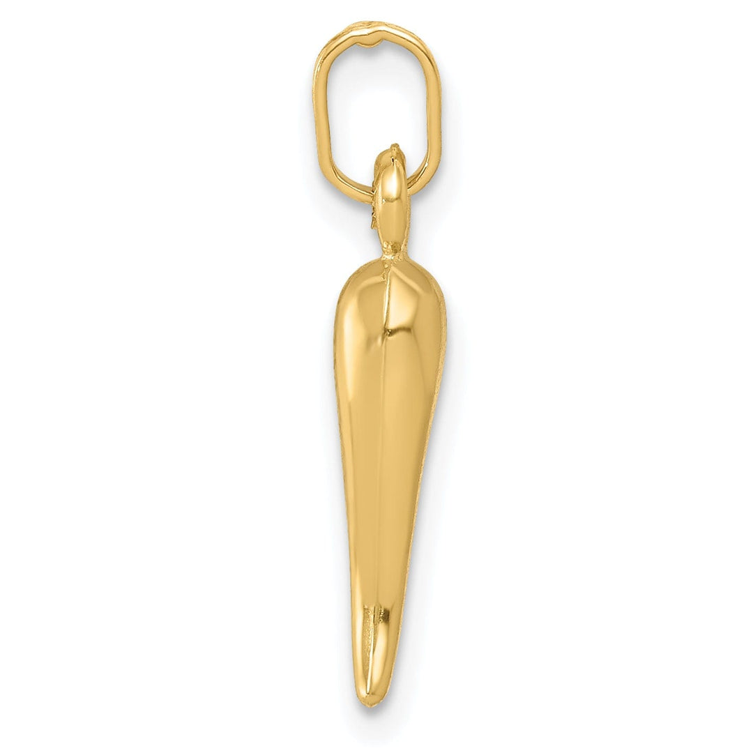 14k Yellow Gold Polished Finish 3-Dimensional Hollow Italian Horn Charm Pendant