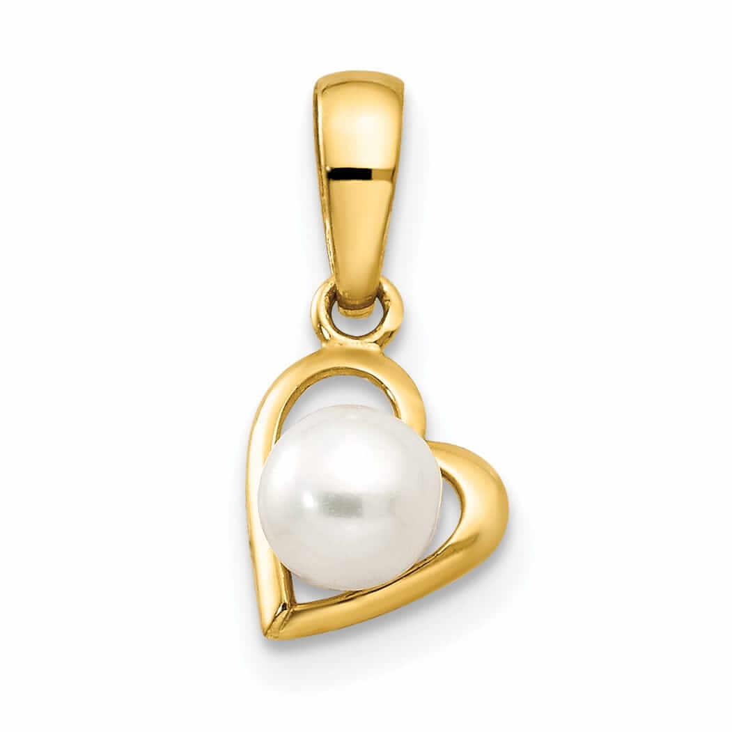 14k Freshwater Cultured Pearl Heart Pendant