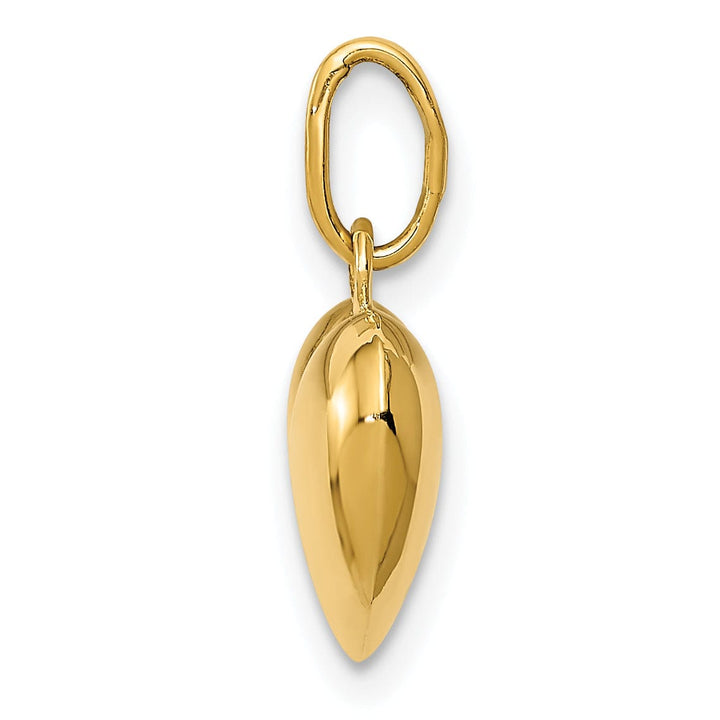 14K Yellow Gold Polished Finish 3-Dimensional Hollow Puffed Heart Shape Pendant Charm