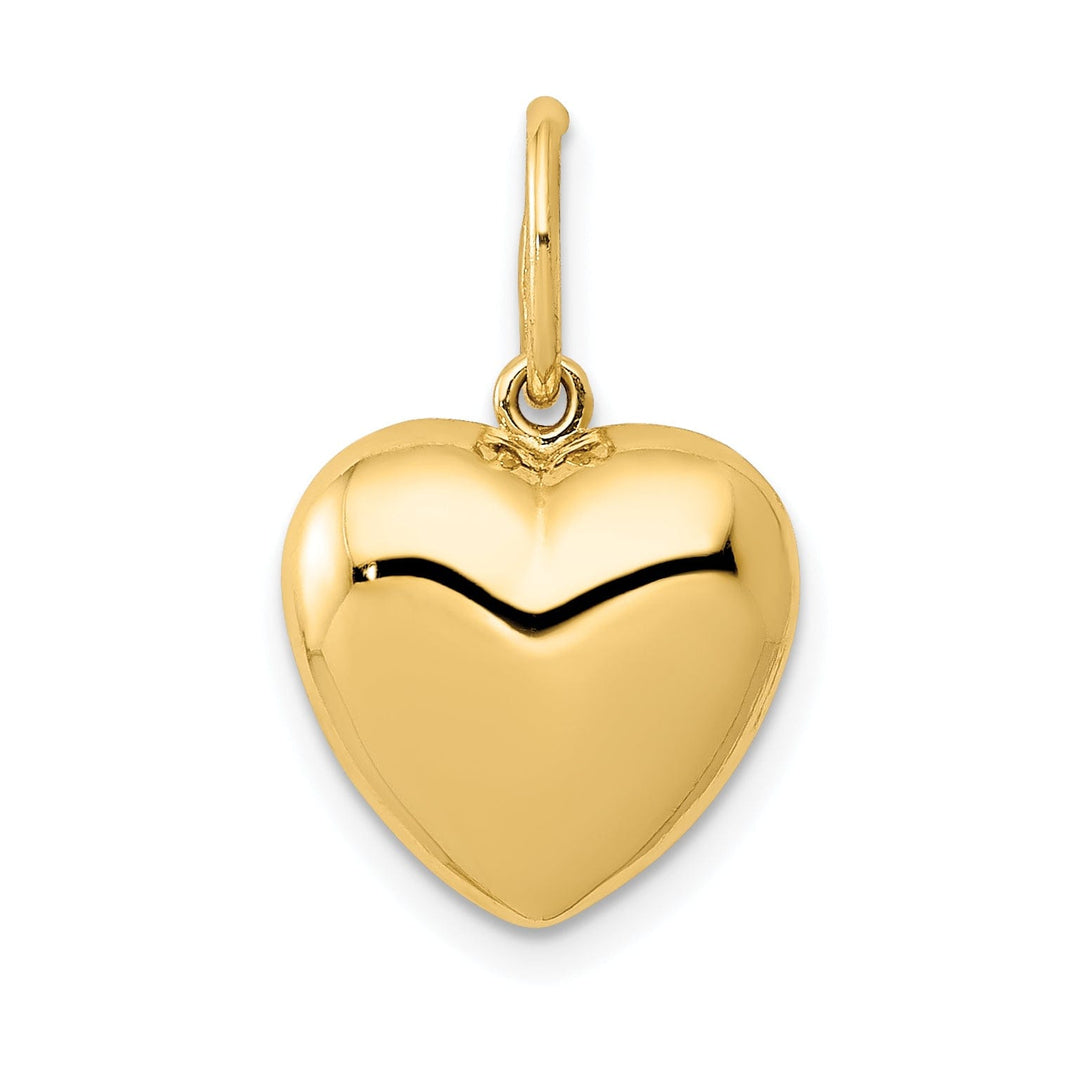 14K Yellow Gold Polished Finish 3-Dimensional Hollow Puff Heart Shape Pendant Charm