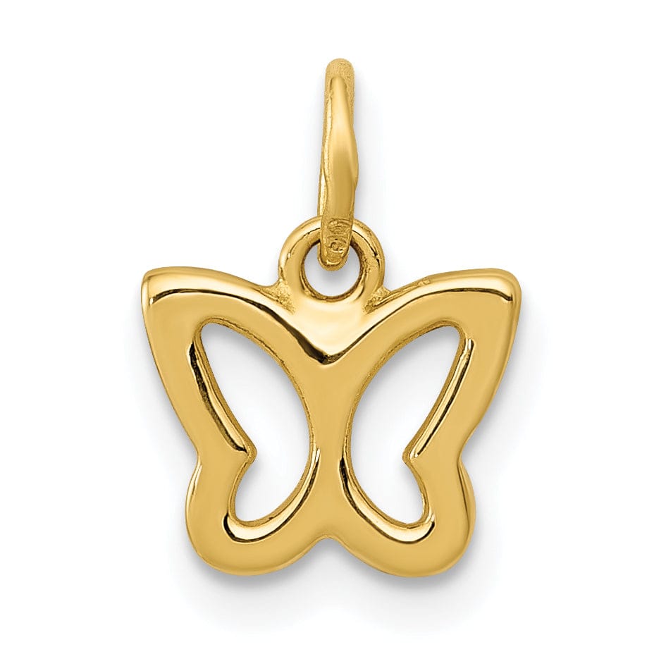 14k Yellow Gold Open Back Solid Polished Finish Butterfly Charm Pendant