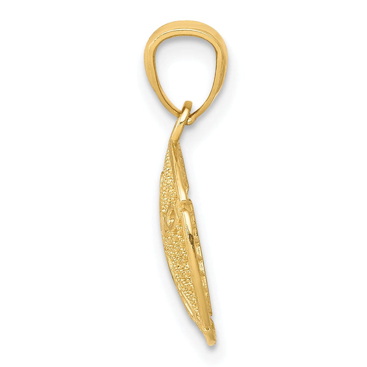 14k Yellow Gold Solid Polished Finish Filigree Design Sea Sand Dollar Charm Pendant