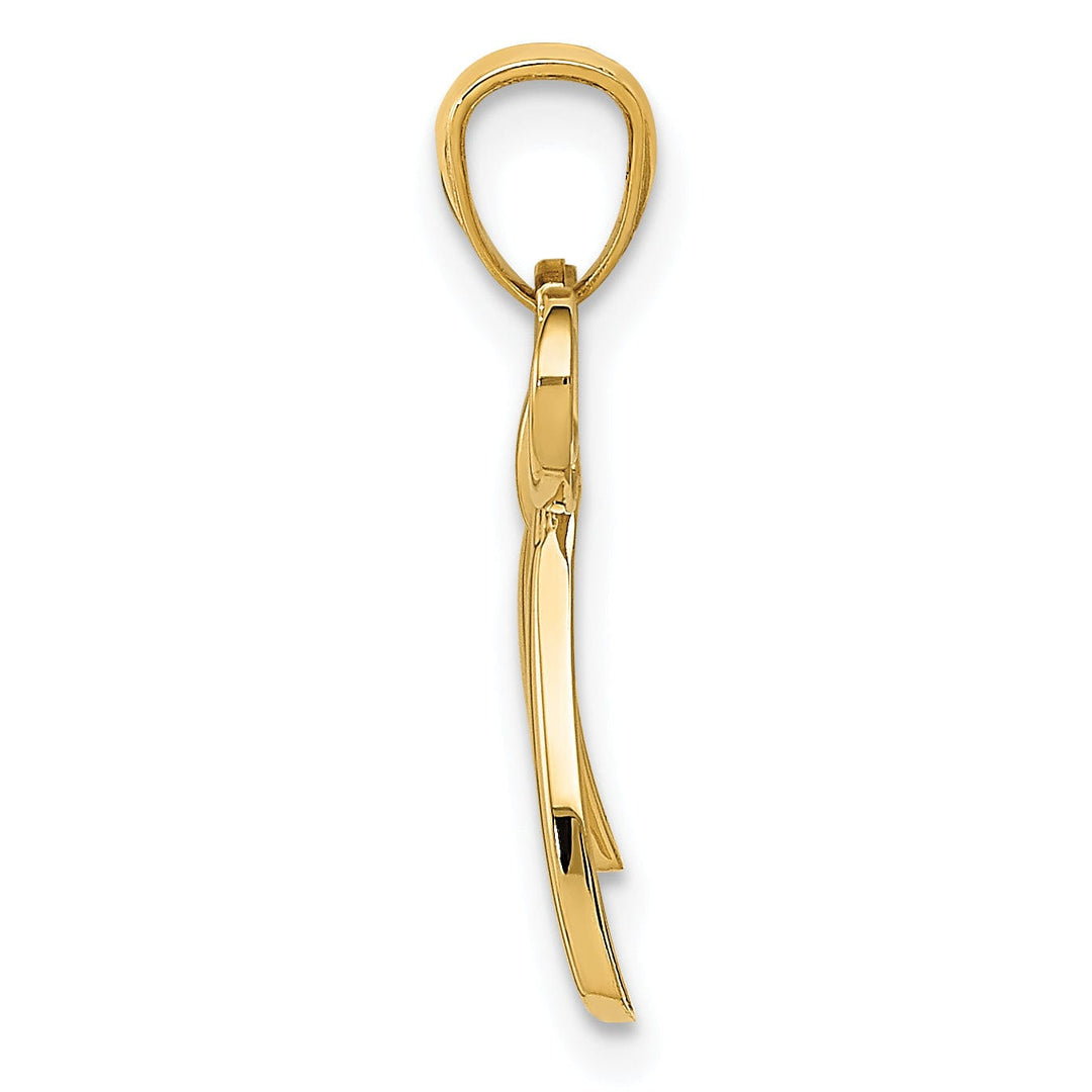 14k Yellow Gold Small Ribbon Bow Charm Pendant