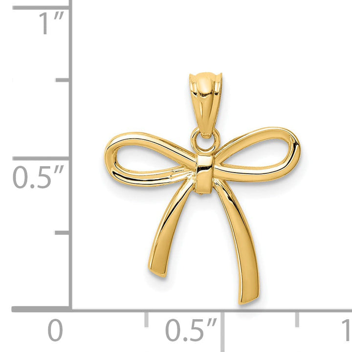 14k Yellow Gold Small Ribbon Bow Charm Pendant