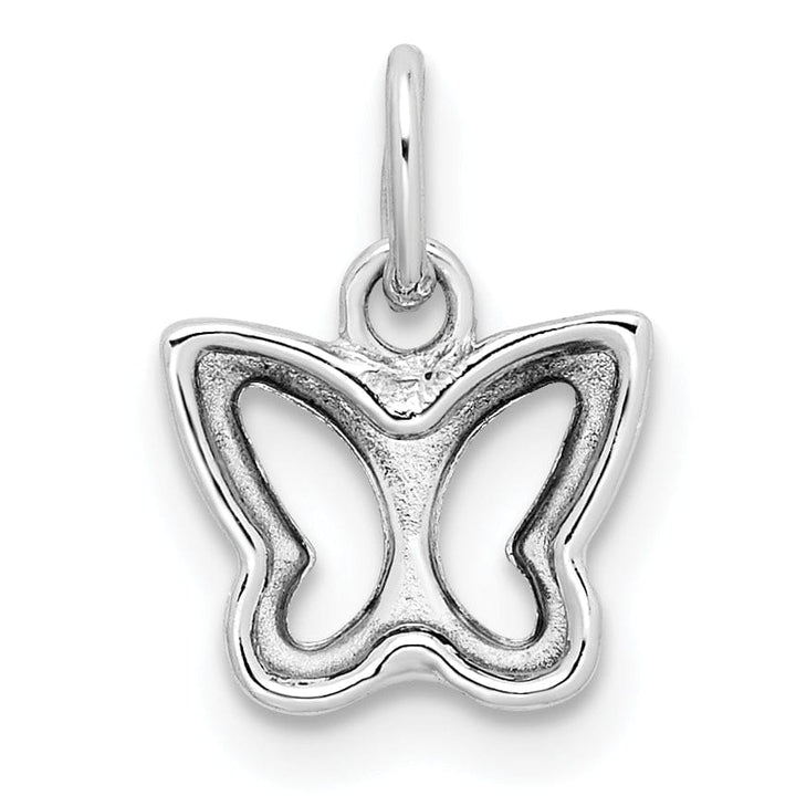 14k White Gold Casted Open Back Solid Polished Finish Cut-out Butterfly Charm Pendant