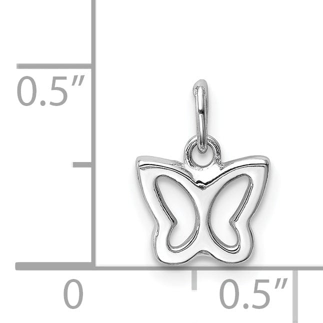 14k White Gold Casted Open Back Solid Polished Finish Cut-out Butterfly Charm Pendant
