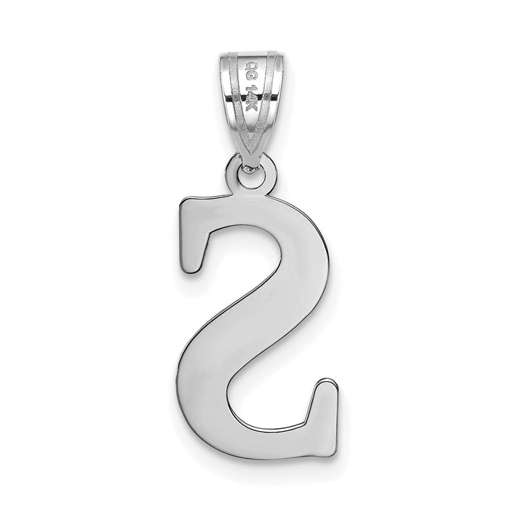 14k White Gold Etched Finish Block Letter S Initial Design Pendant