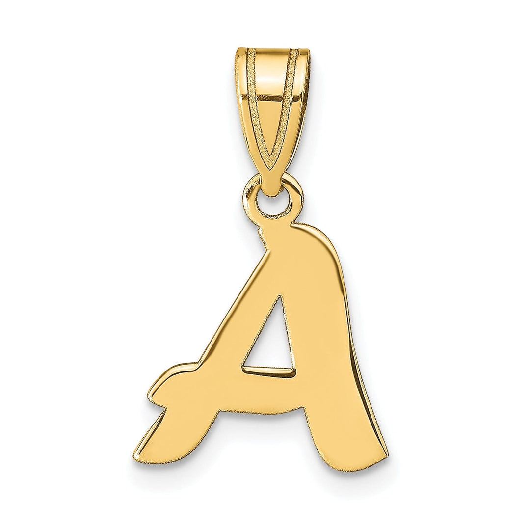 14k Yellow Gold Polished Finish Script Design Letter A Initial Pendant